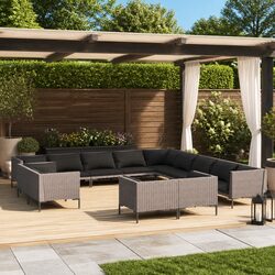 Complete 13-Piece Outdoor Furniture Set: Grey Rattan