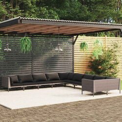 10-Piece Grey Outdoor Lounge Set - Specifications Included