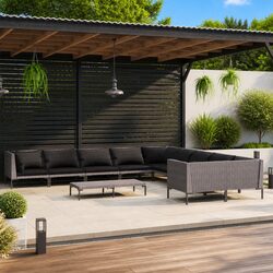 11 Piece Garden Lounge Set: Dimensions & Materials Listed