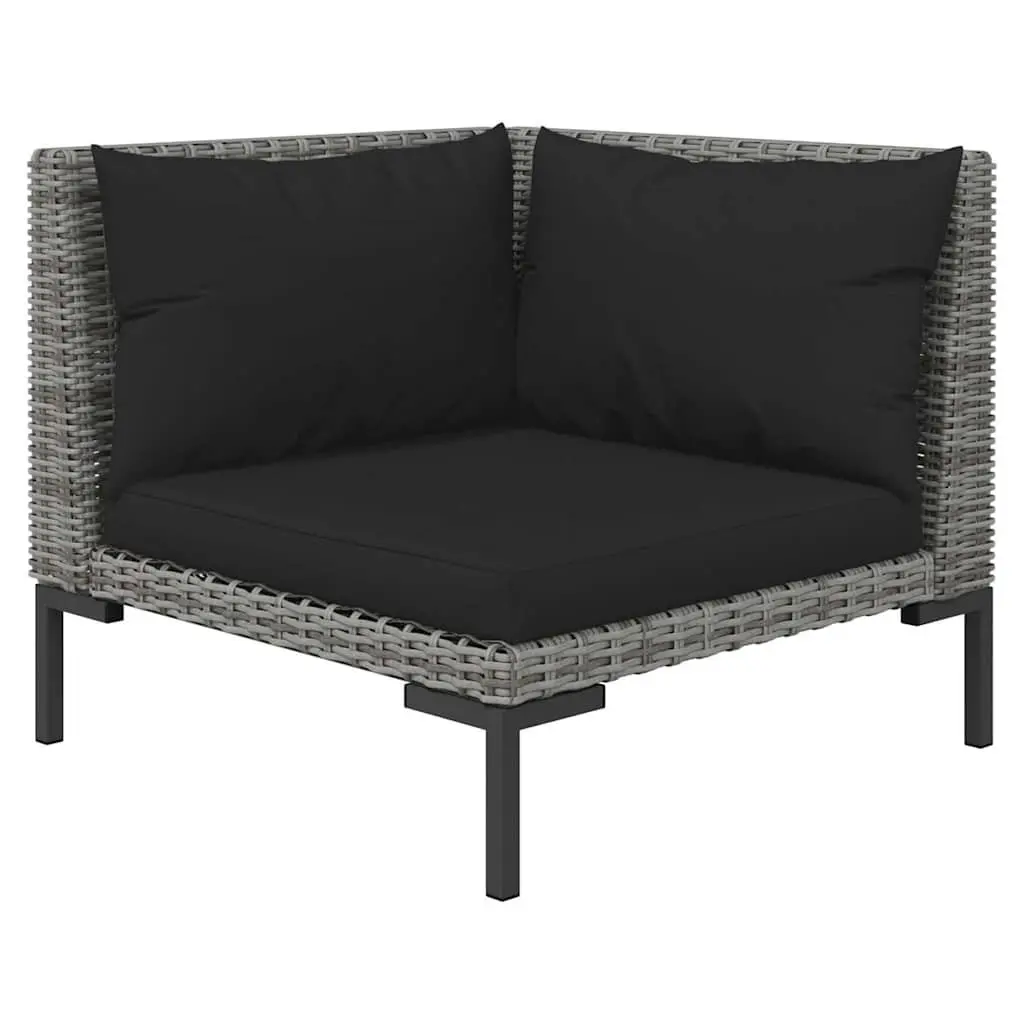 Outdoor Furniture Set 8 Piece Patio Garden Lounge Grey Rattan with Thick Cushions and Steel Frame