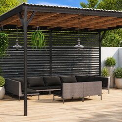 9-Piece Garden Lounge Set: Powder-Coated Steel & Rattan