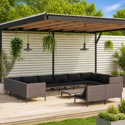 Garden Lounge Set: 13 Pieces of Premium Grey Rattan