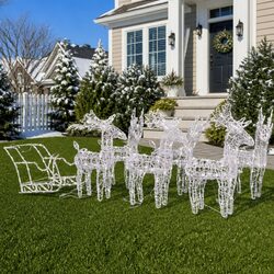 Christmas Reindeer Sleigh with 320 LED Lights - 5V USB