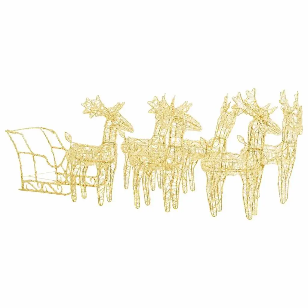 Christmas Reindeer Sleigh Outdoor Decoration Lighted Acrylic 320 LED Lights