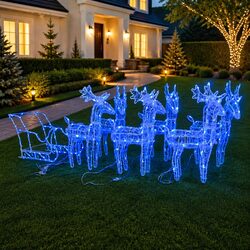 320 LED Light Reindeer Sleigh Yard Decoration