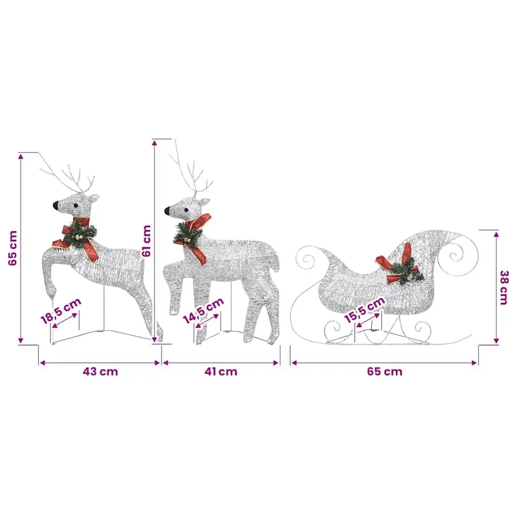 Christmas Decoration Reindeer Sleigh Indoor Outdoor 140 LED Lights