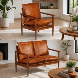 Specifications of 2 Piece Sofa Set in Brown Leather