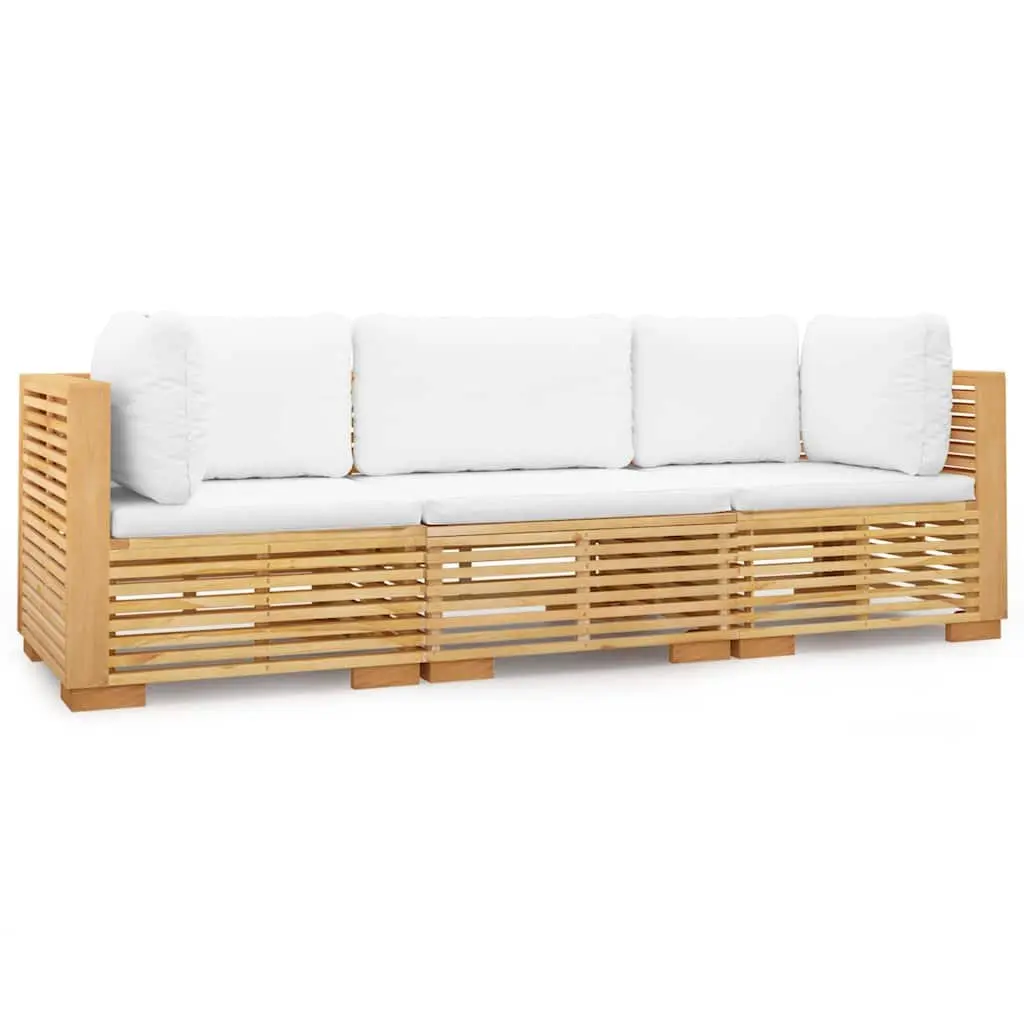 Garden Lounge Set 3 Piece Outdoor Furniture Teak Wood Cushions Patio
