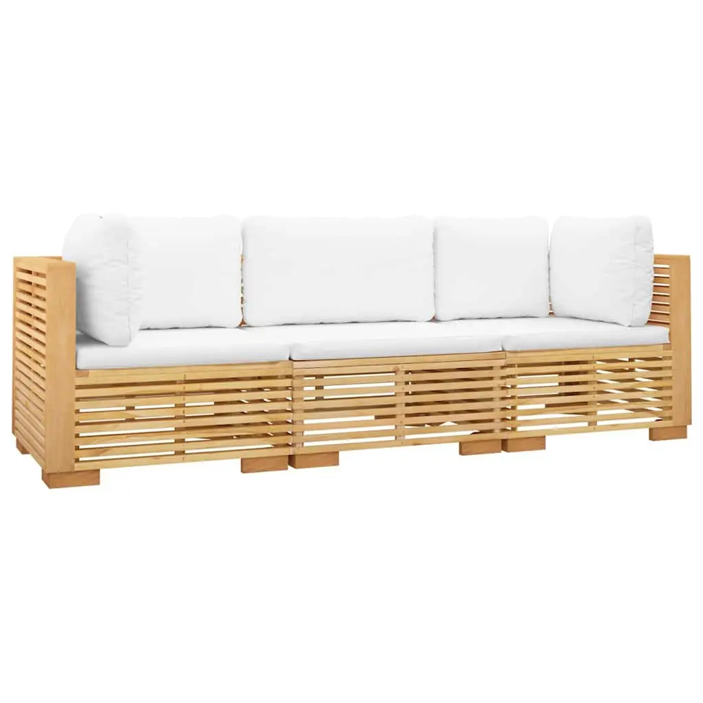Garden Lounge Set 3 Piece Outdoor Furniture Teak Wood Cushions Patio