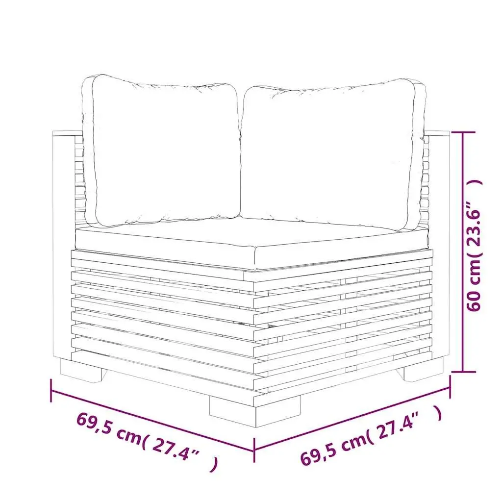 Garden Lounge Set 3 Piece Outdoor Furniture Teak Wood Cushions Patio
