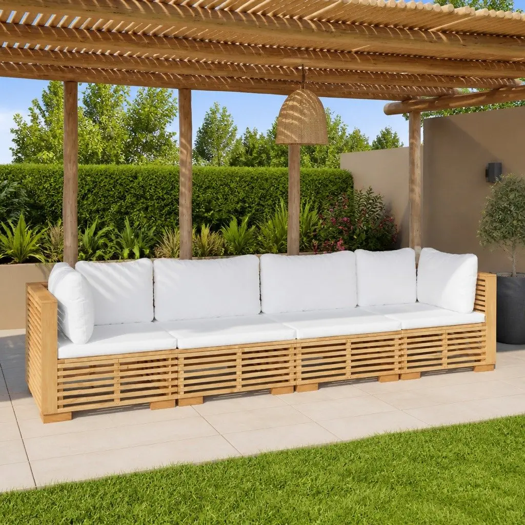 4 Piece Garden Lounge Set Outdoor Furniture Teak Wood Sofa Patio