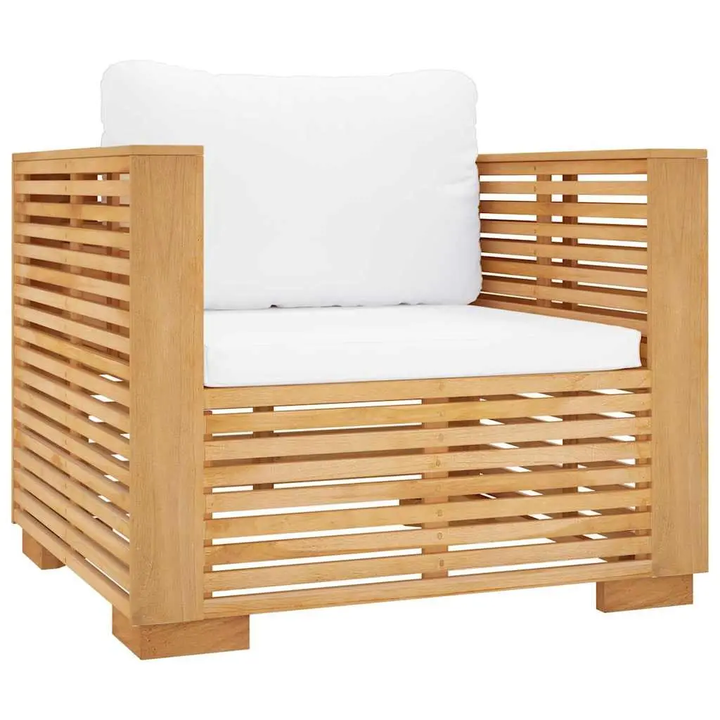 Garden Lounge Set Outdoor Furniture 5 Piece Solid Teak Wood with Cushions Brown