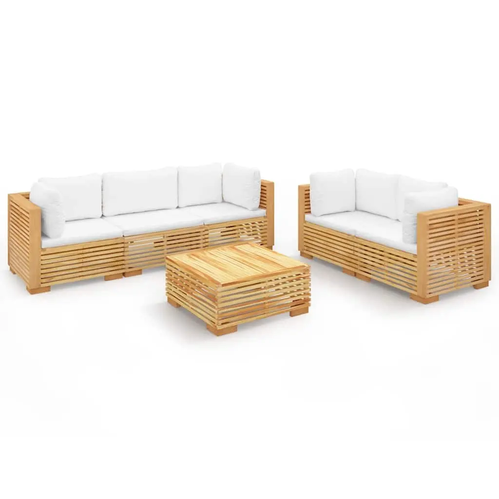 6-Piece Solid Teak Garden Lounge Set with Cushions