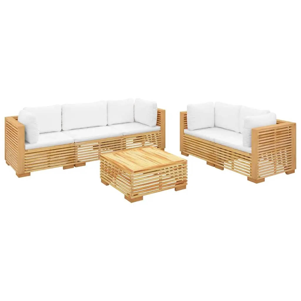 6-Piece Solid Teak Garden Lounge Set with Cushions