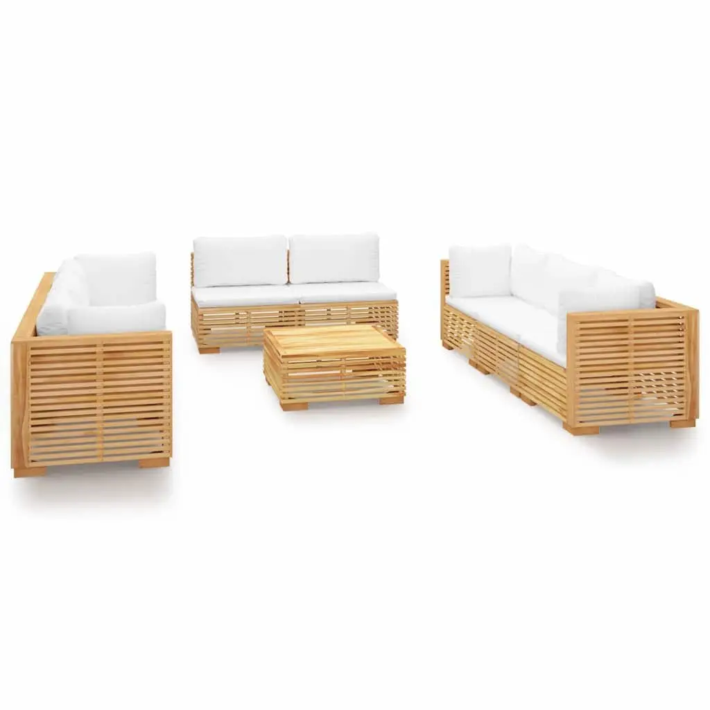 9 Piece Outdoor Lounge Set Garden Furniture with Cushions Teak Wood Brown