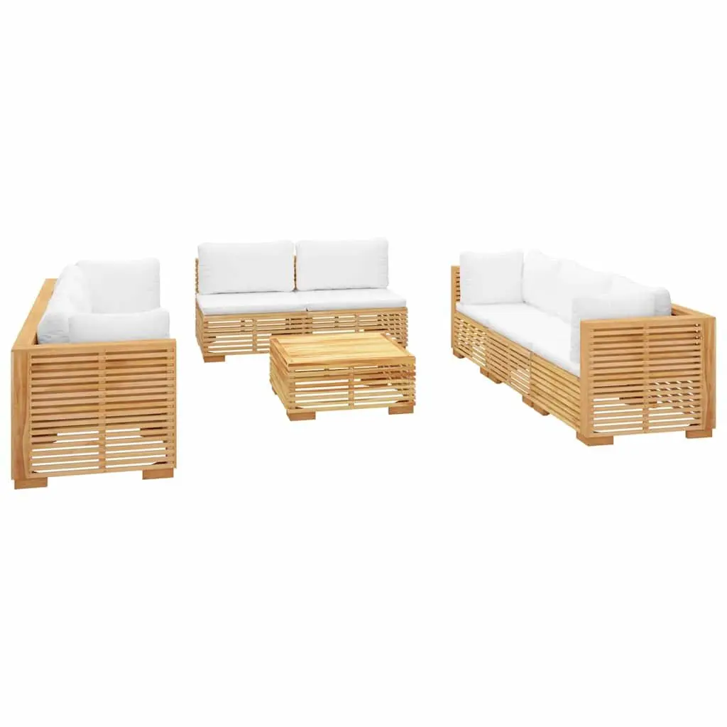 9 Piece Outdoor Lounge Set Garden Furniture with Cushions Teak Wood Brown