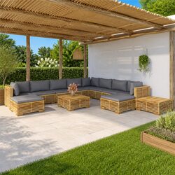 Factual Specs: 12-Piece Garden Lounge Set in Teak Wood