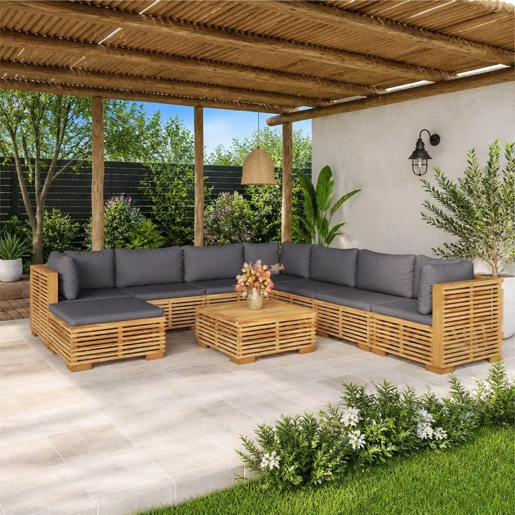 9 Piece Garden Lounge Set with Cushions