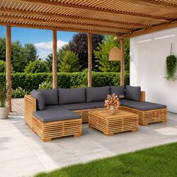 Solid Teak 7-Piece Lounge Set for Outdoor Use