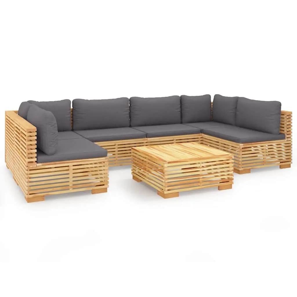 7 Piece Garden Lounge Set for Outdoor Use Solid Teak Wood with Cushions