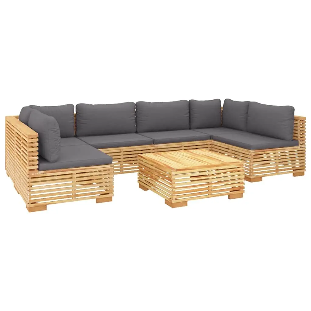 7 Piece Garden Lounge Set for Outdoor Use Solid Teak Wood with Cushions