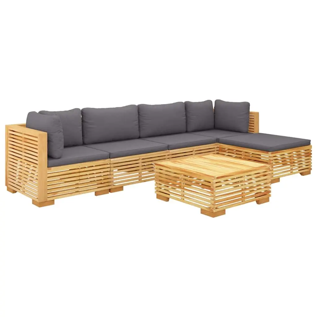 6 Piece Garden Lounge Set for Outdoor Use Teak Wood Brown