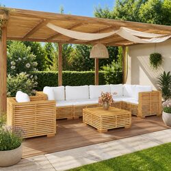 7-Piece Modular Garden Lounge Set with Cushions