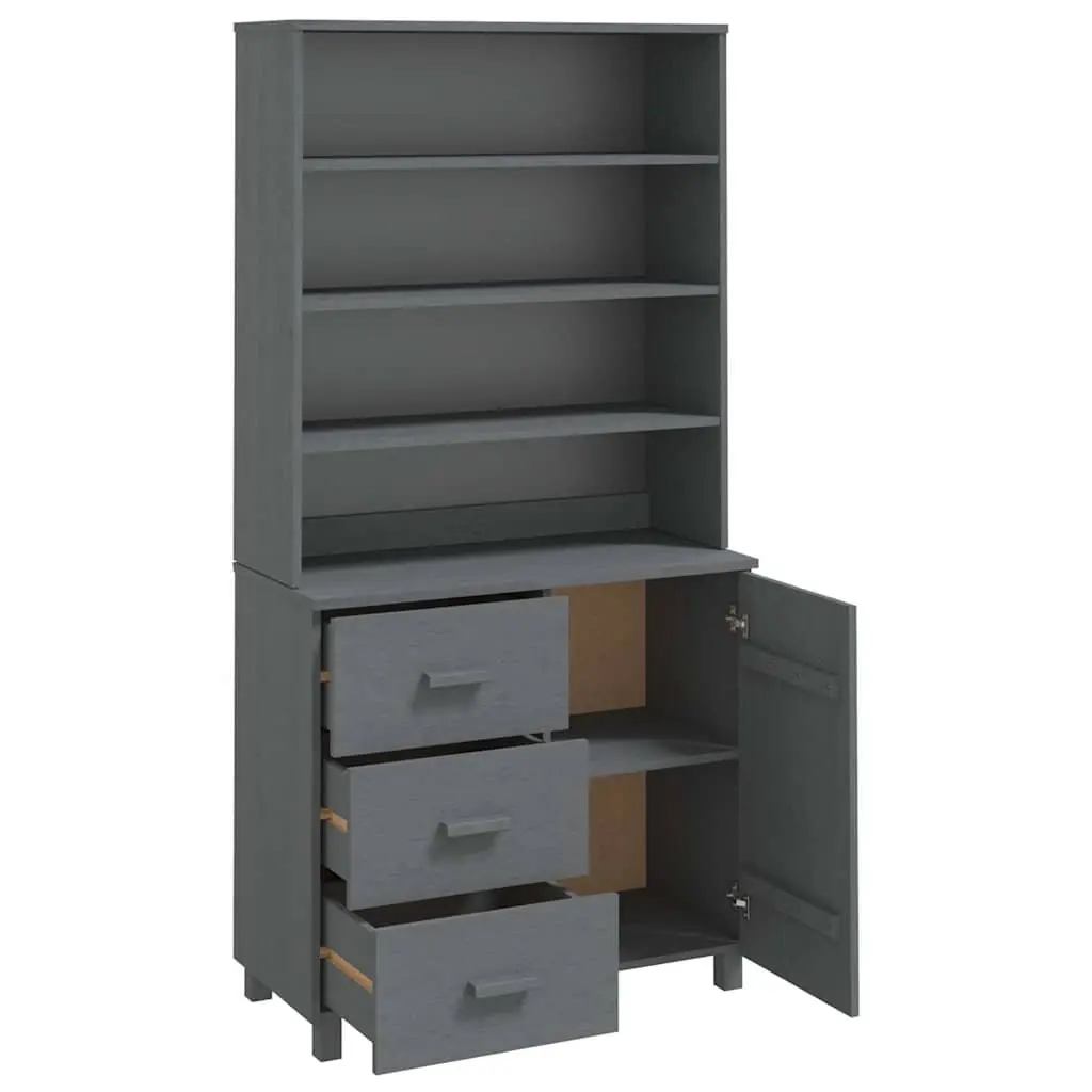Grey Wooden Highboard Sideboard Storage Cabinet