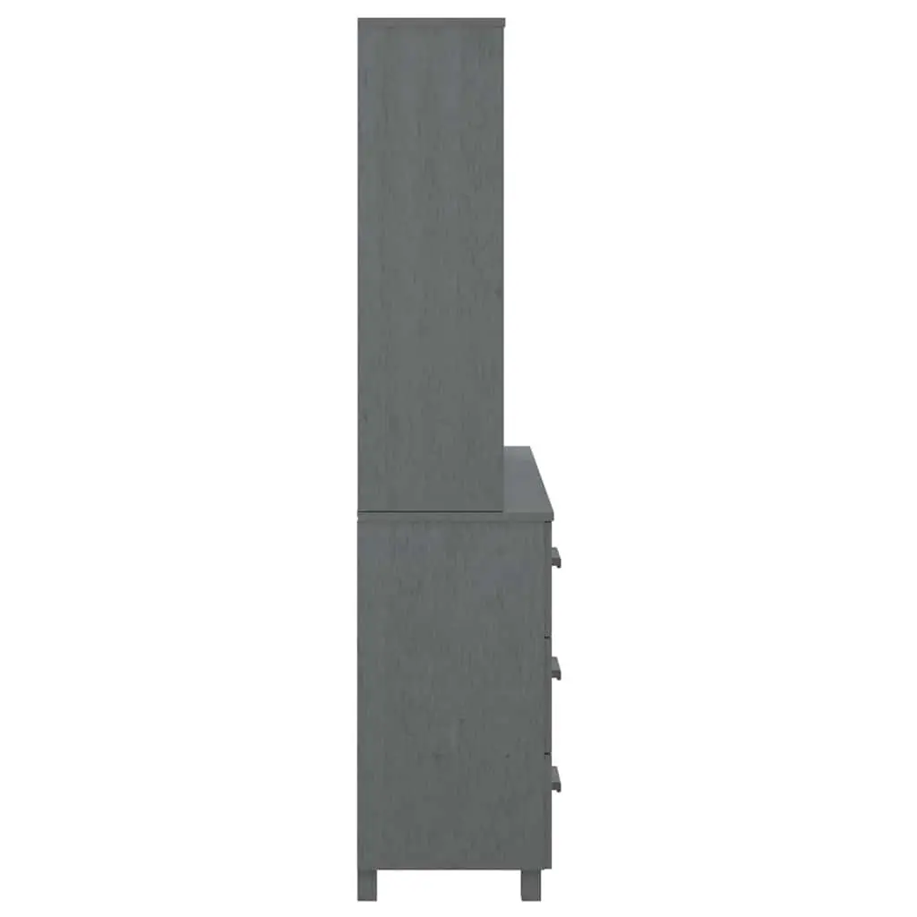Grey Wooden Highboard Sideboard Storage Cabinet