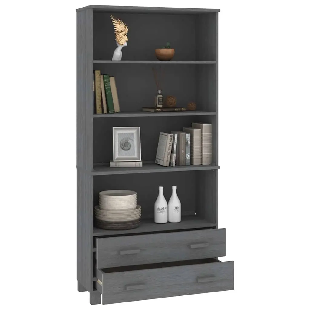 Solid Pine Wood Highboard Sideboard Storage Cabinet Grey Shelves Drawers