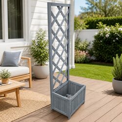 Wooden Trellis Planter: 40x30x135 cm, Grey