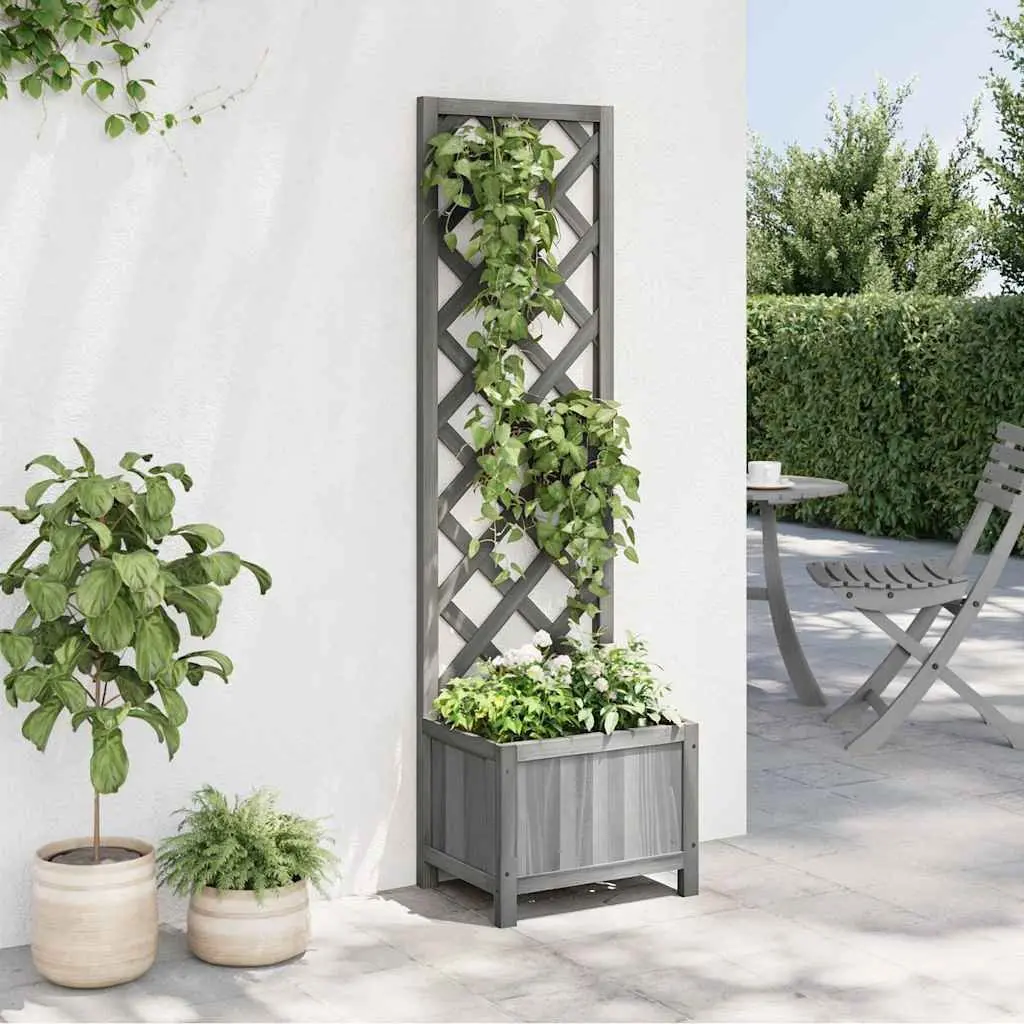 Wooden Trellis Planter for Garden 40x30x135 cm Grey