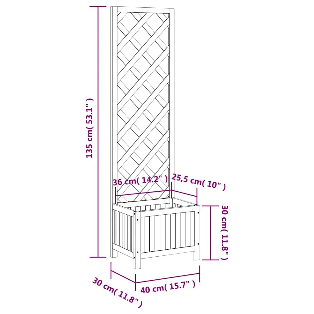 Wooden Trellis Planter for Garden 40x30x135 cm Grey