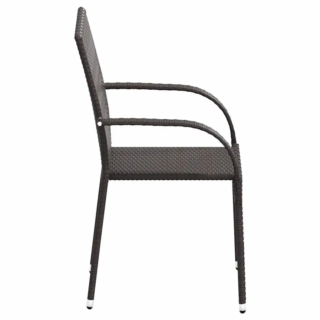 Stackable Outdoor Chairs 4 pcs PE Rattan Garden Patio Dining Seating Brown