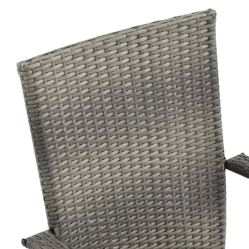 Stackable Outdoor Chairs 4 Pcs Garden Patio Seating Set Grey Rattan Style