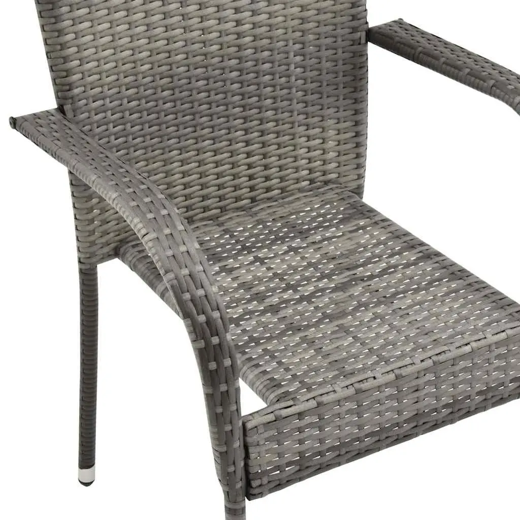 Stackable Outdoor Chairs 4 Pcs Garden Patio Seating Set Grey Rattan Style