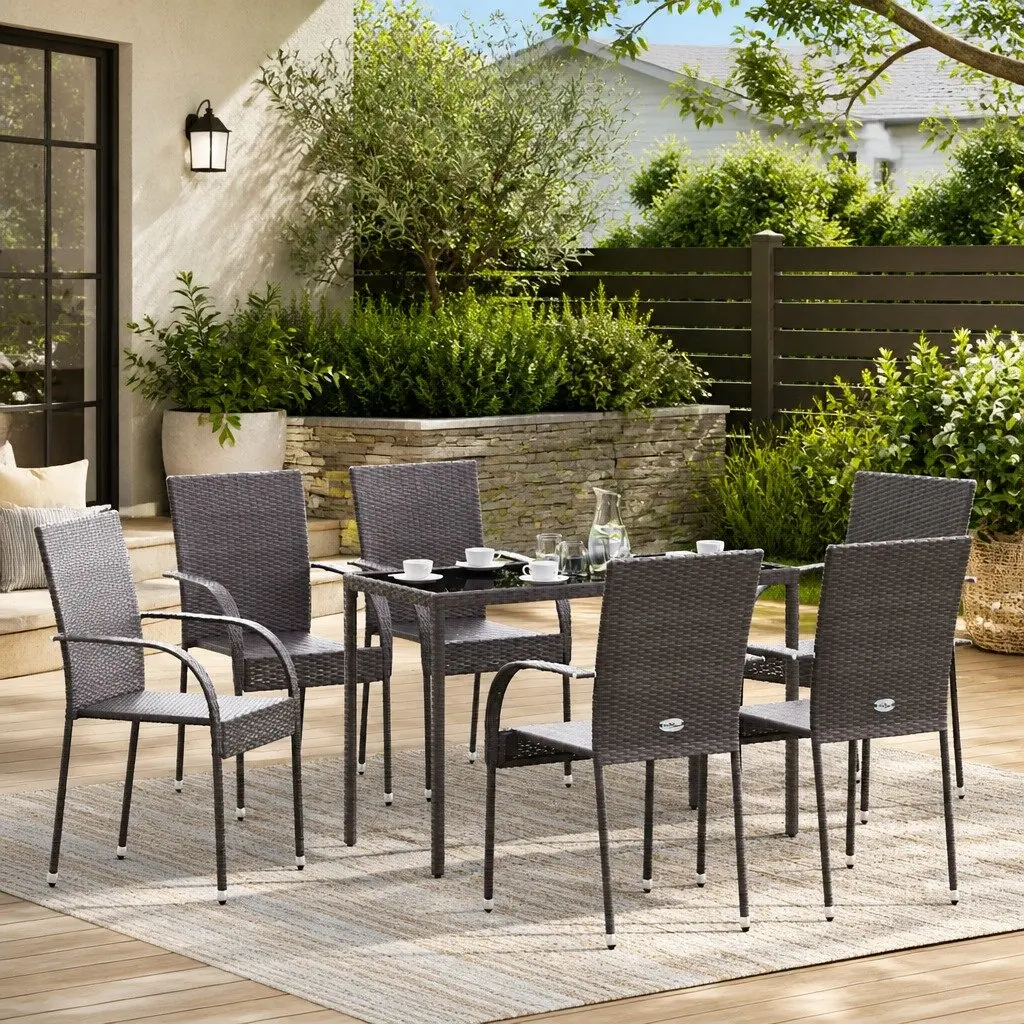 Stackable Outdoor Dining Chairs, 6 pcs