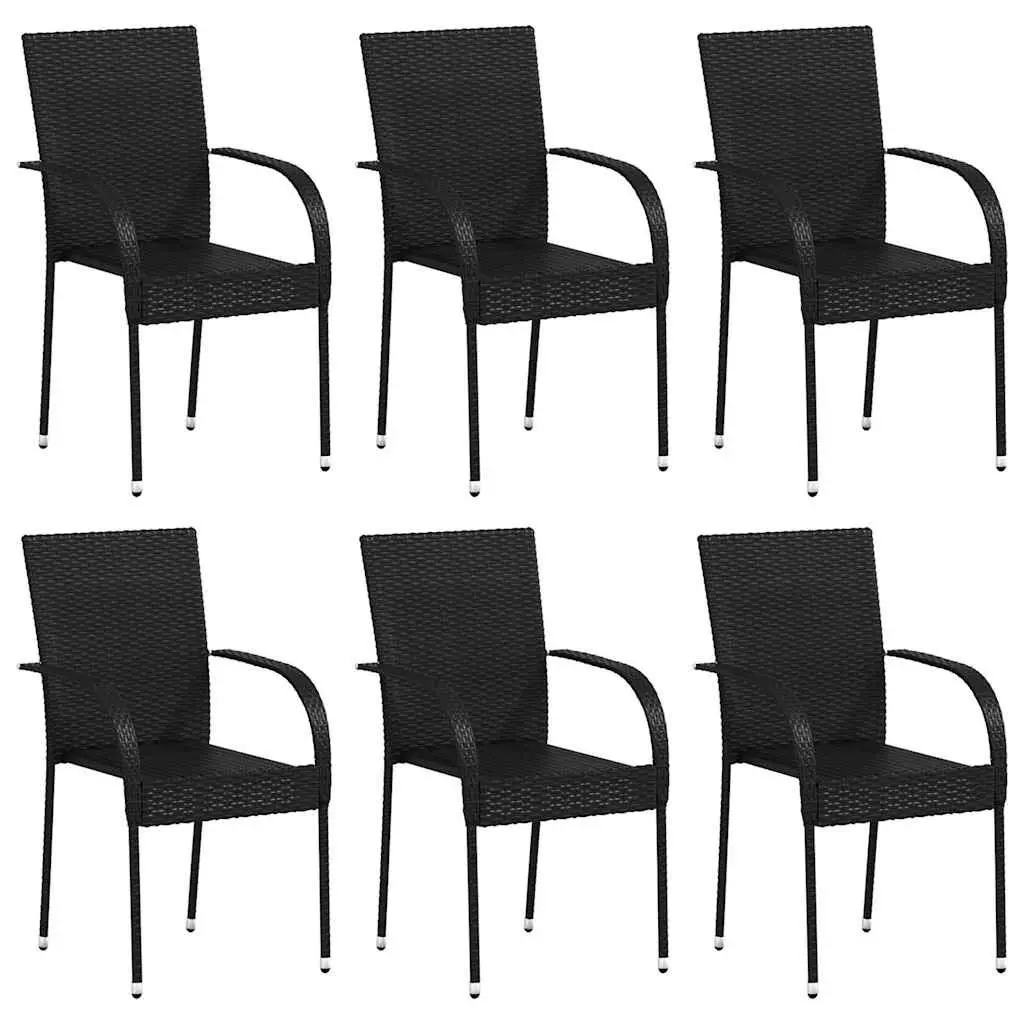Outdoor Stackable Chairs 6 Piece Set Poly Rattan Garden Patio Dining Seating