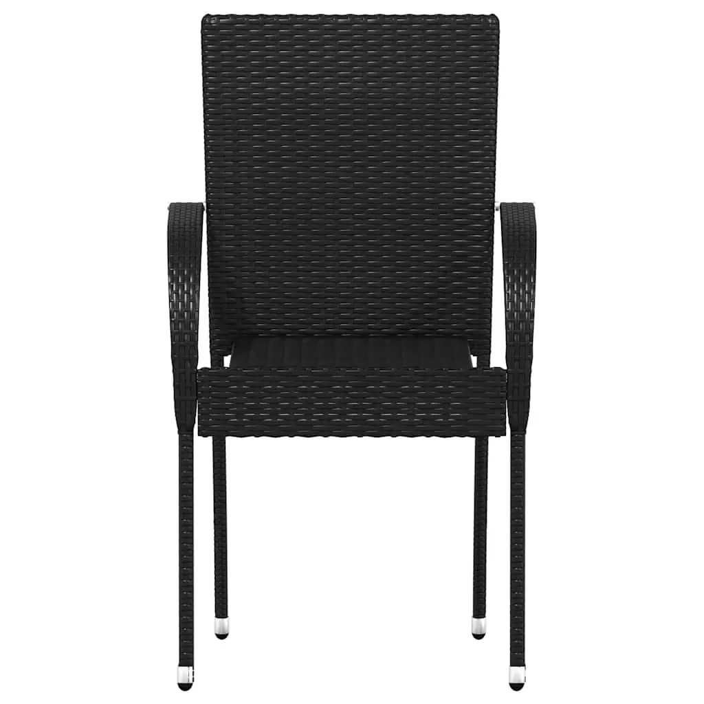 Outdoor Stackable Chairs 6 Piece Set Poly Rattan Garden Patio Dining Seating