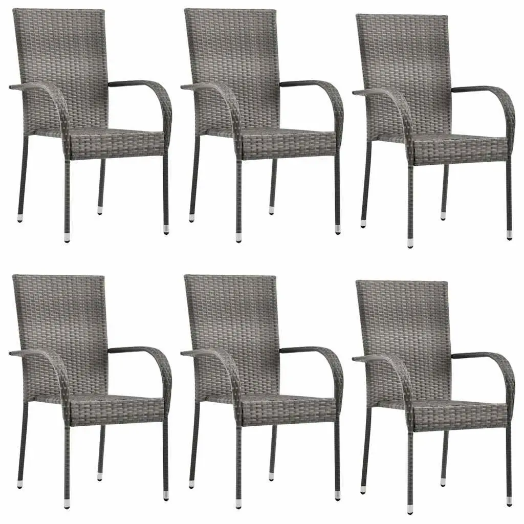 6 Grey Stackable Outdoor Dining Chairs