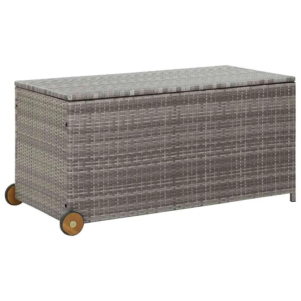 Outdoor Storage Box Grey Poly Rattan Garden Deck Patio 120 x 65 x 115 cm