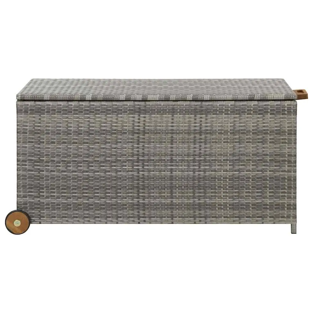 Outdoor Storage Box Grey Poly Rattan Garden Deck Patio 120 x 65 x 115 cm