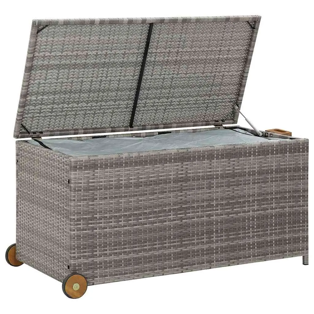 Outdoor Storage Box Grey Poly Rattan Garden Deck Patio 120 x 65 x 115 cm
