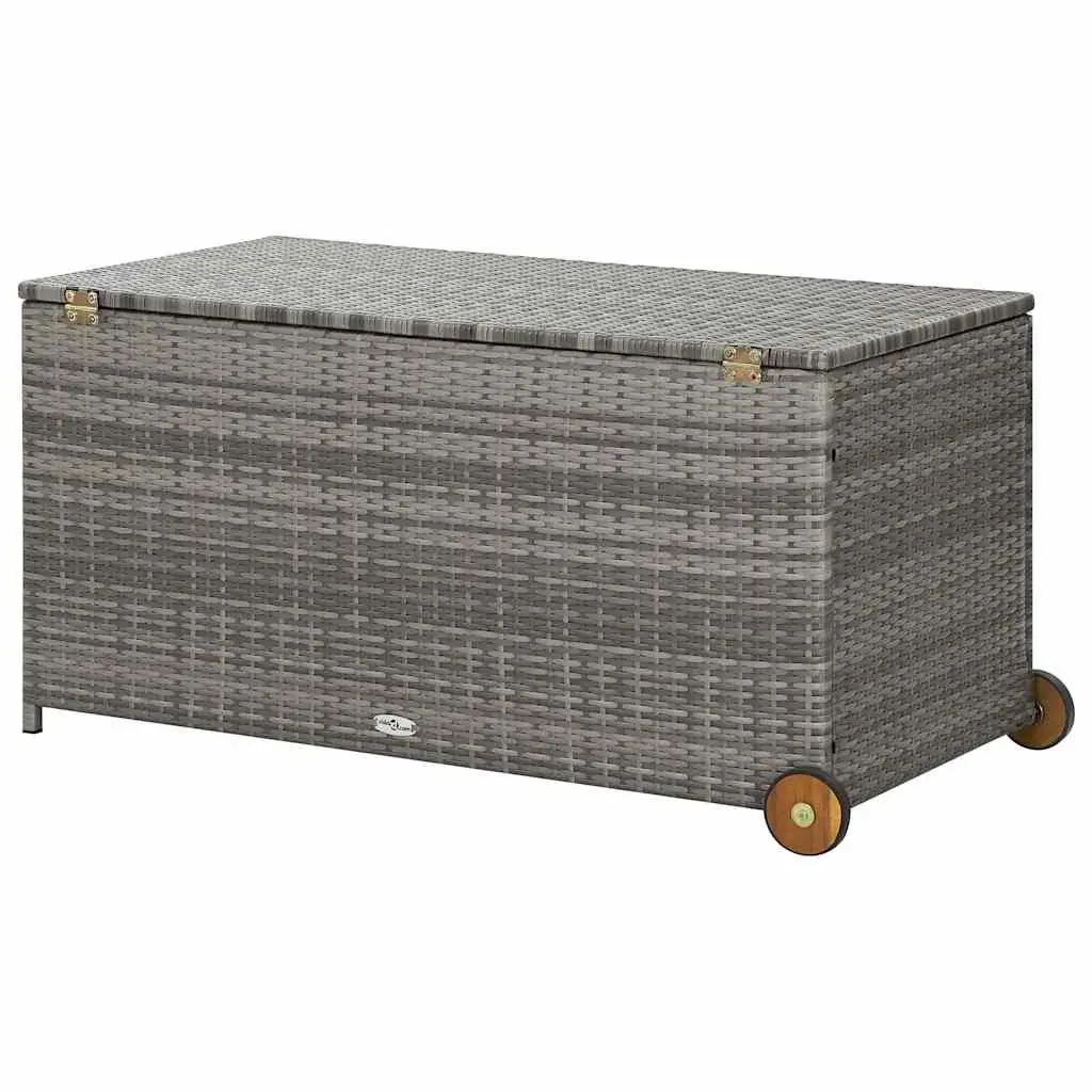 Outdoor Storage Box Grey Poly Rattan Garden Deck Patio 120 x 65 x 115 cm