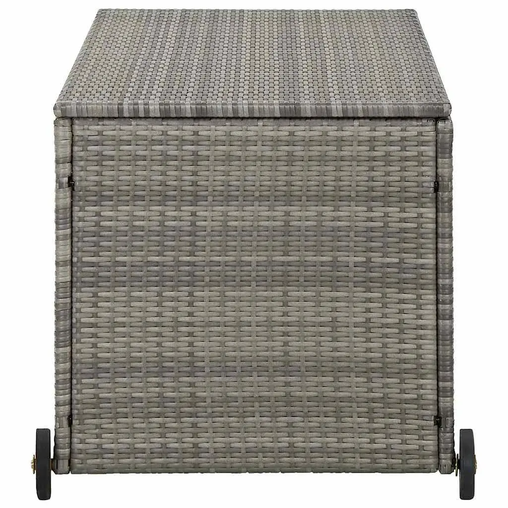 Outdoor Storage Box Grey Poly Rattan Garden Deck Patio 120 x 65 x 115 cm