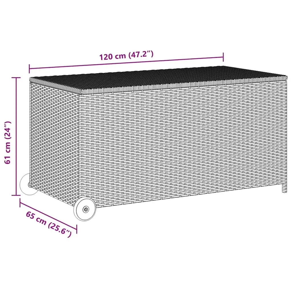 Outdoor Storage Box Grey Poly Rattan Garden Deck Patio 120 x 65 x 115 cm