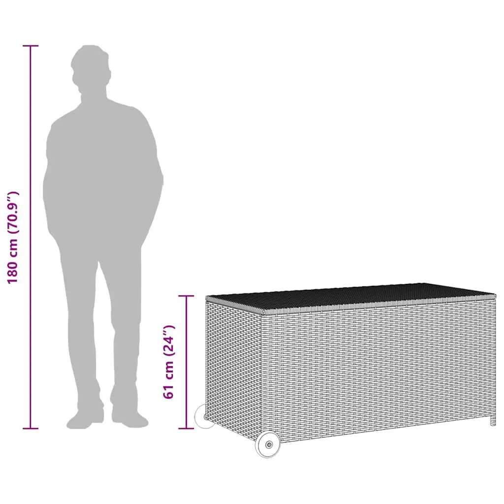 Outdoor Storage Box Grey Poly Rattan Garden Deck Patio 120 x 65 x 115 cm
