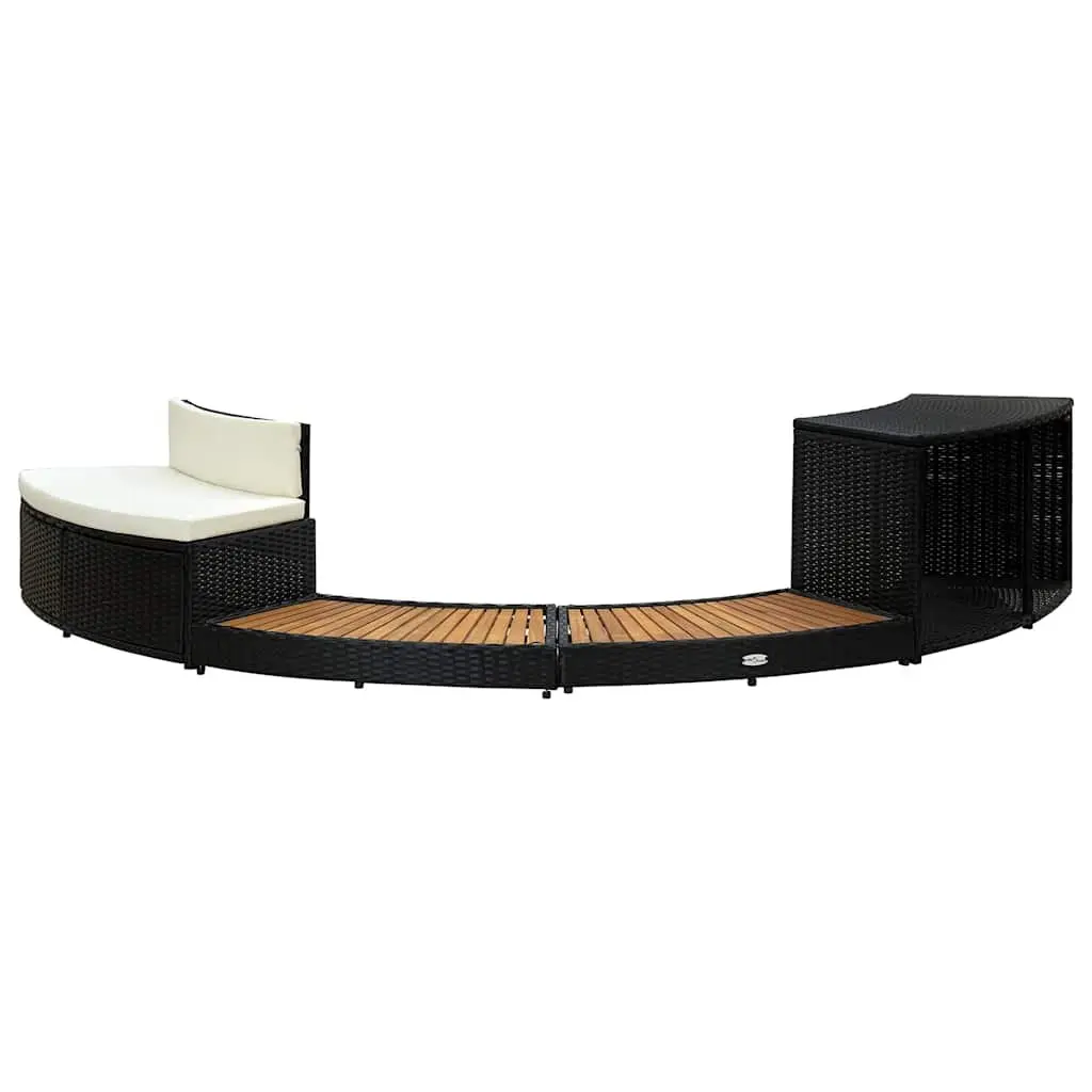Hot Tub Surround Spa Accessories Poly Rattan Acacia Wood Storage Sofa