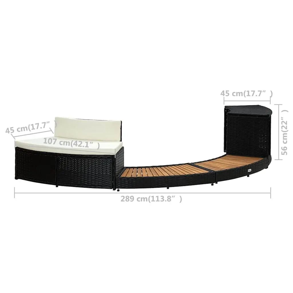 Hot Tub Surround Spa Accessories Poly Rattan Acacia Wood Storage Sofa