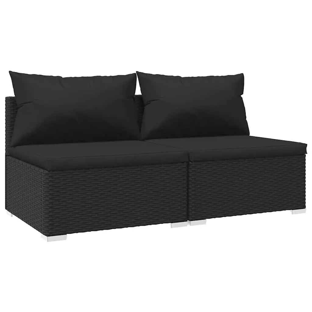 Outdoor Garden Lounge Set 2 Piece Poly Rattan Modular Patio Furniture Black